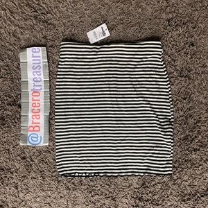 Black and white striped mini skirt